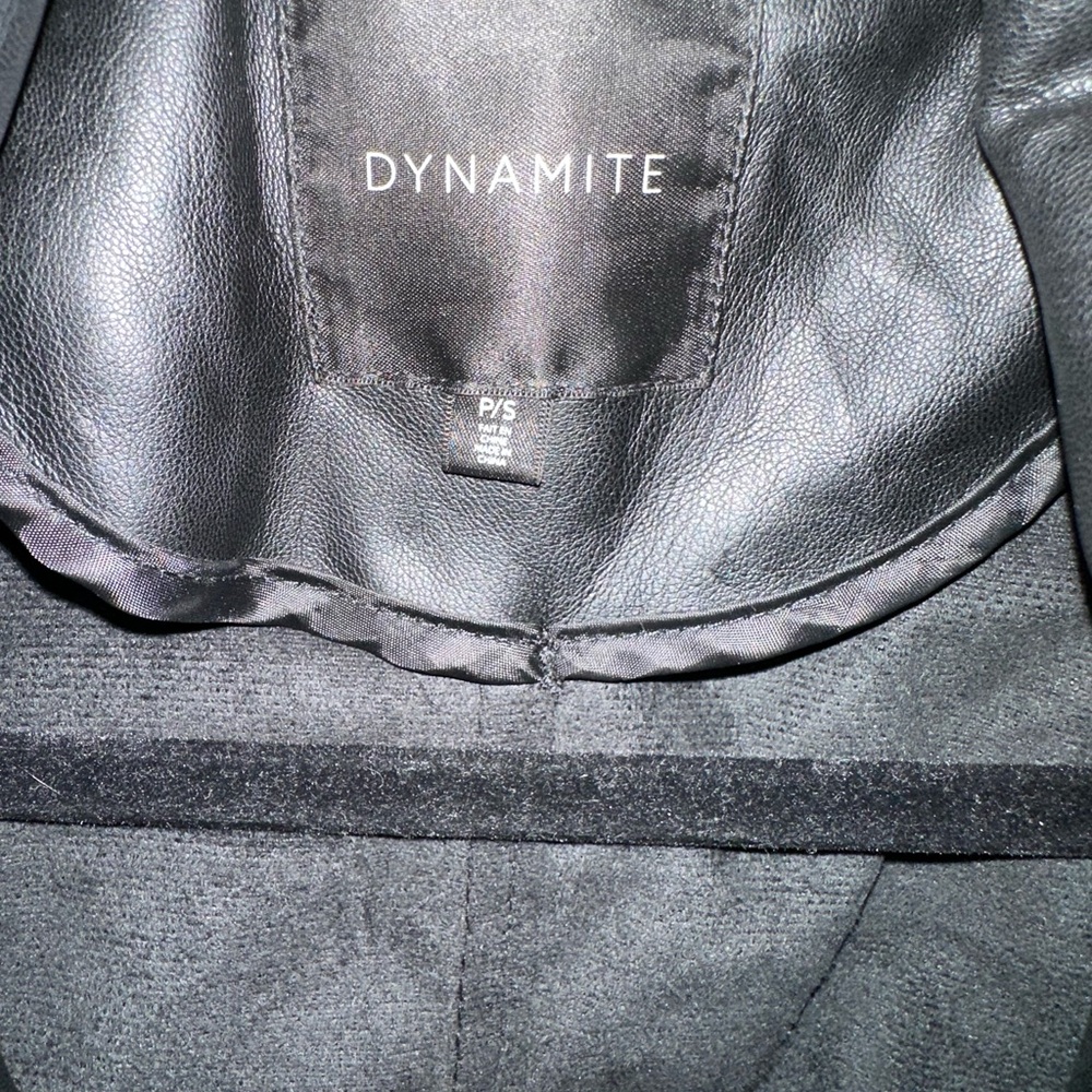 DYNAMITE Ladies Small Black Faux Leather Moto Bomber Jacket - Picture 3 of 3